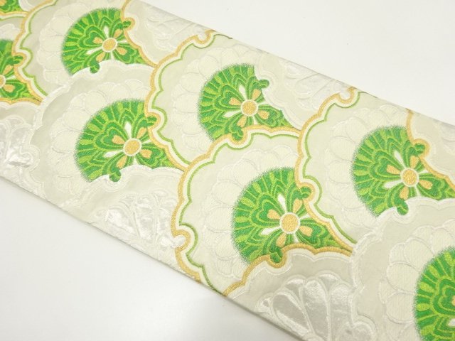 JAPANESE KIMONO / ANTIQUE FUKURO OBI / WOVEN SEIGAIHA